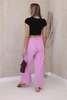 Trousers with a wide waistband light pink