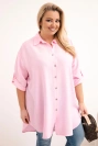 Plus Size women's shirt made of viscose with a longer back candy pink