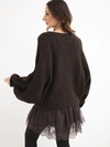A sweater women's with dress made of viscose and lace brown