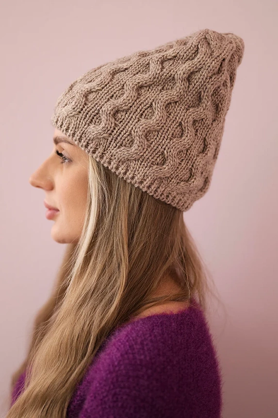 Cap with fleece Teresa K285 dark beige