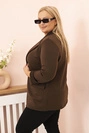Damenjacke aus Viskose Plus Size mit langen Ärmeln und Kragen braun