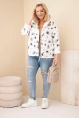 Dámská jarní bunda Plus Size s drobným květinovým vzorem grafitová