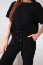 Women's cotton set: short-sleeve top and sweatpants black
