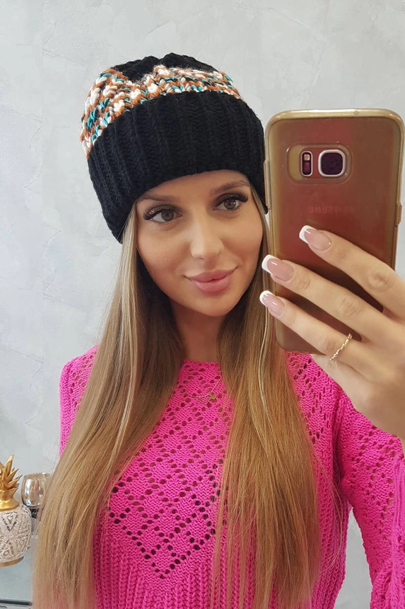 Dámska čiapka Iris K348 čierna+mätová