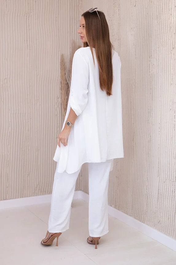 Set of blouse + pants with pendant ecru