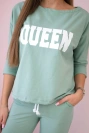 Set with Queen print dark mint