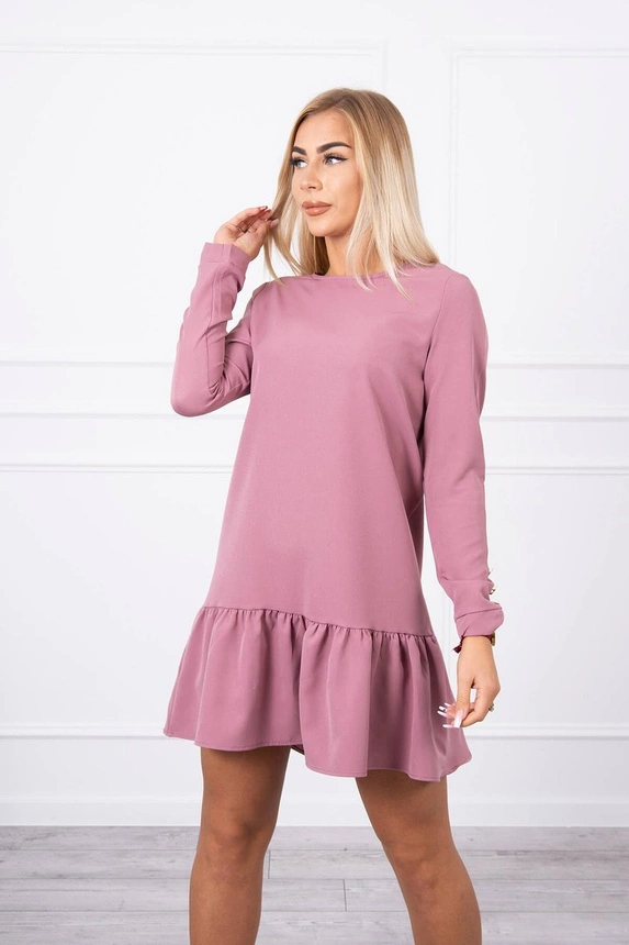 Dress with a flounce dark pink