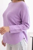 Women's sweater made of viscose with long sleeves and a round neckline light purple