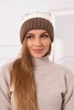 Cap with fleece Bojana K265 dark beige+white+light beige