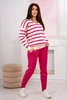 Pullover-Set Gestreiftes Sweatshirt + Hose Fuchsia