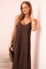 Muslin dress with straps brown