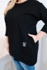 Bluzka damska Plus Size z dłuższym tyłem i długim rękawem czarna