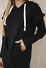 Dress with decorative frills and a hood black