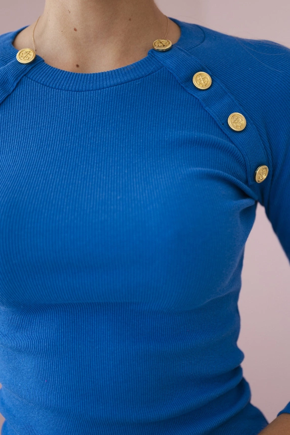 Dress with decorative buttons mauve-blue