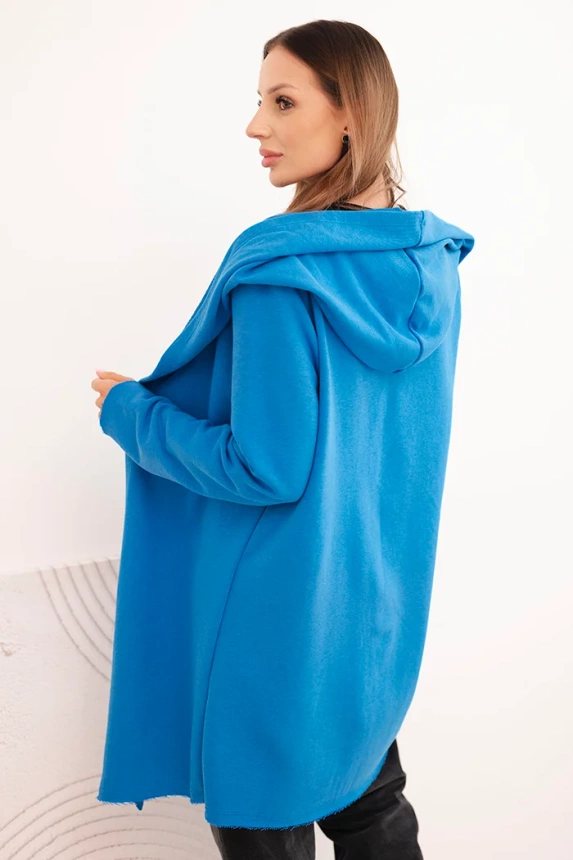 Women's cotton hoodie with an elongated front cornflower blue