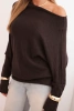 Sweter damski wiskozowy asymetryczny typu nietoperz brązowy