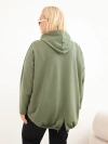 Damen Sweatshirt Plus Size aus Viskose mit Kapuze und Kängurutasche khaki