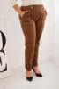 Dámske bavlnené nohavice Plus Size s elastickým pásom camelové