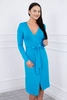 Dress with tie at waist turquoise