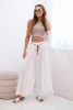 Women's wide-leg viscose trousers white