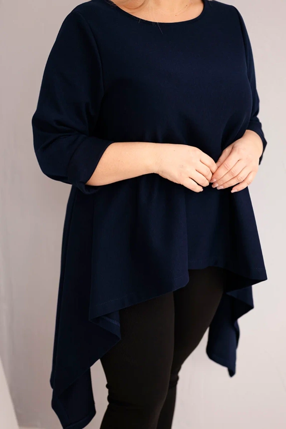 Dámská tunika Plus Size bavlněná s asymetrickým střihem granátová