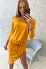 Asymmetric dress, 3/4 sleeve mustard