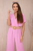 Jumpsuit mit dekorativem Taillengürtel hellrosa