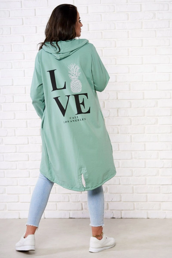 Cardigan with print dark mint