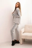 Women's set with viscose, featuring piping and a sports jacket gray