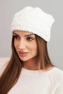 Women's winter hat with thick cable knit wool K481 white