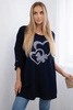 Oversize viscose blouse navy blue