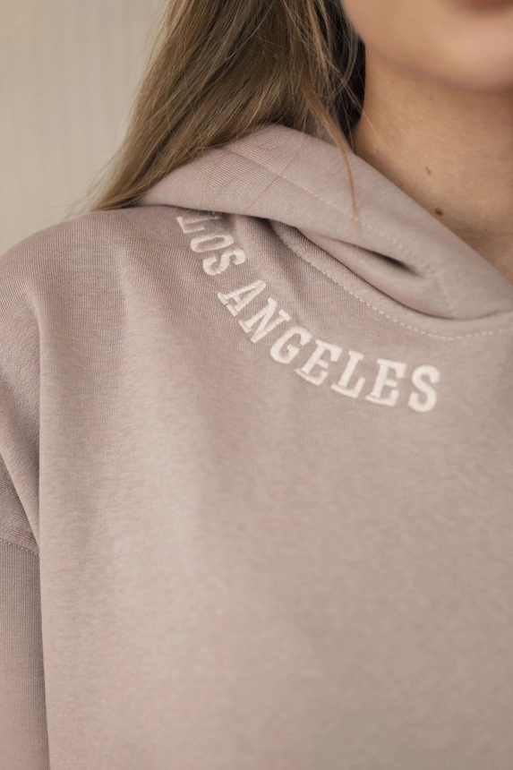 Isoliertes Set mit Stickerei Los Angeles dunkelbeige