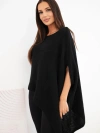 Women's asymmetrical poncho sweater with mohair and wide neckline black