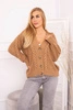Buttoned sweater with a decorative braid camel