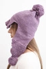 Women's winter cap with wool, visor, and pom-poms K475 purple
