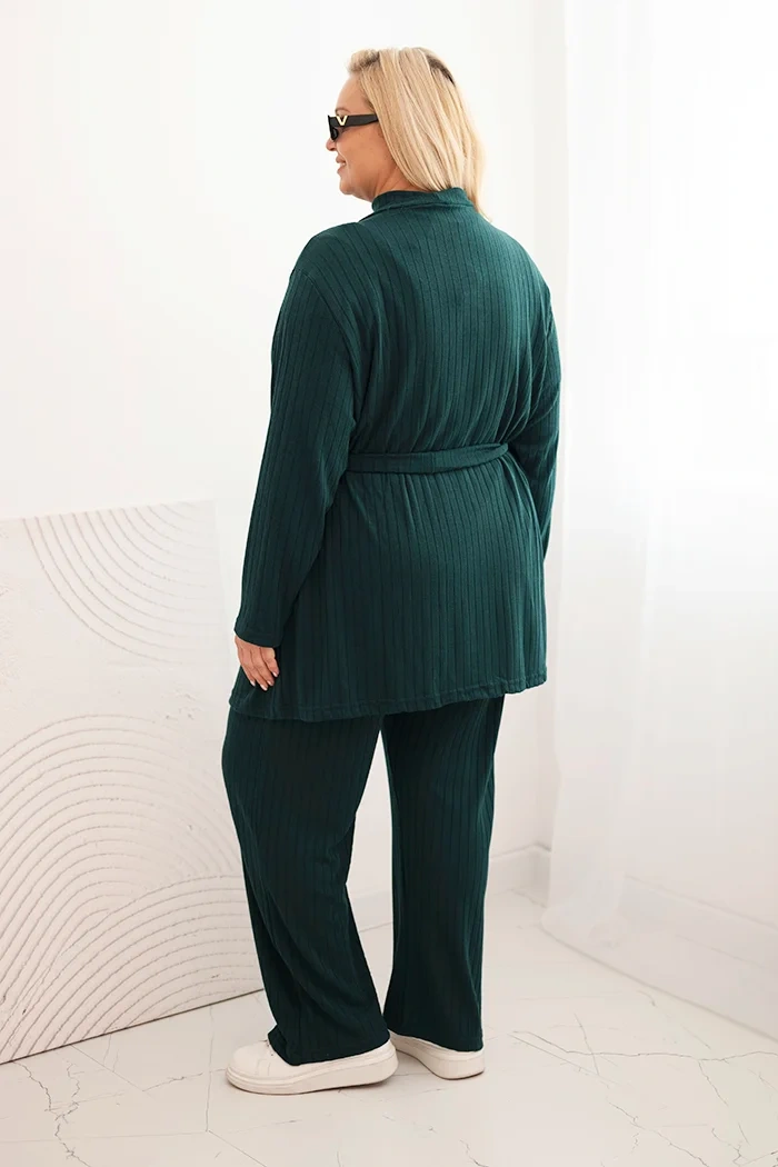 Three-piece women's Plus Size set dark green