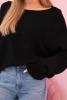 Women's mohair sweater with gathered sleeves and a back cutout black