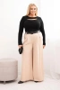 Damen Plus Size Hosen mit weitem Bein und Gürtel beige