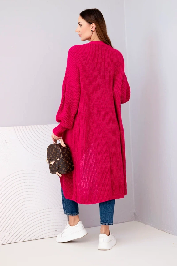 Pullover lange Strickjacke Fuchsia
