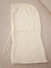 Women's hooded viscose hat with braided knit ecru