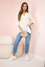 Cotton muslin shirt oversize light beige