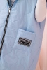 Women's quilted Plus Size vest with a hood zipped blue