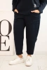 Women's Plus Size set butter sweatshirt and pants with pockets navy
