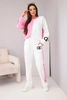 Women's tracksuit set Masełko two-tone with oversized sweatshirt and straight pants light pink+white