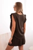 Women's set made of viscose, ruffled blouse and shorts brown