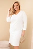 Dámská suknička Plus Size máslová s V výstřihem a rukávem bílá