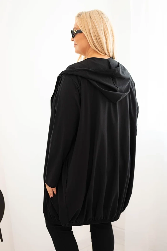 Damen Sweatshirt Plus Size aus Baumwolle mit Kapuze und Reißverschluss schwarz