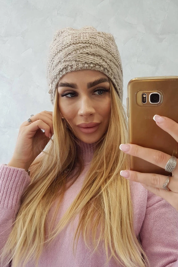 Fleecová čepice Edyta K298 béžová