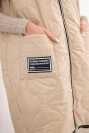 Damen-Steppweste Plus-Size mit Kapuze und Reißverschluss dunkelbeige