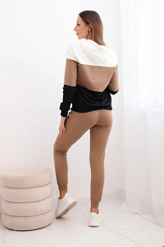 Set with print Yourself ecru+camel